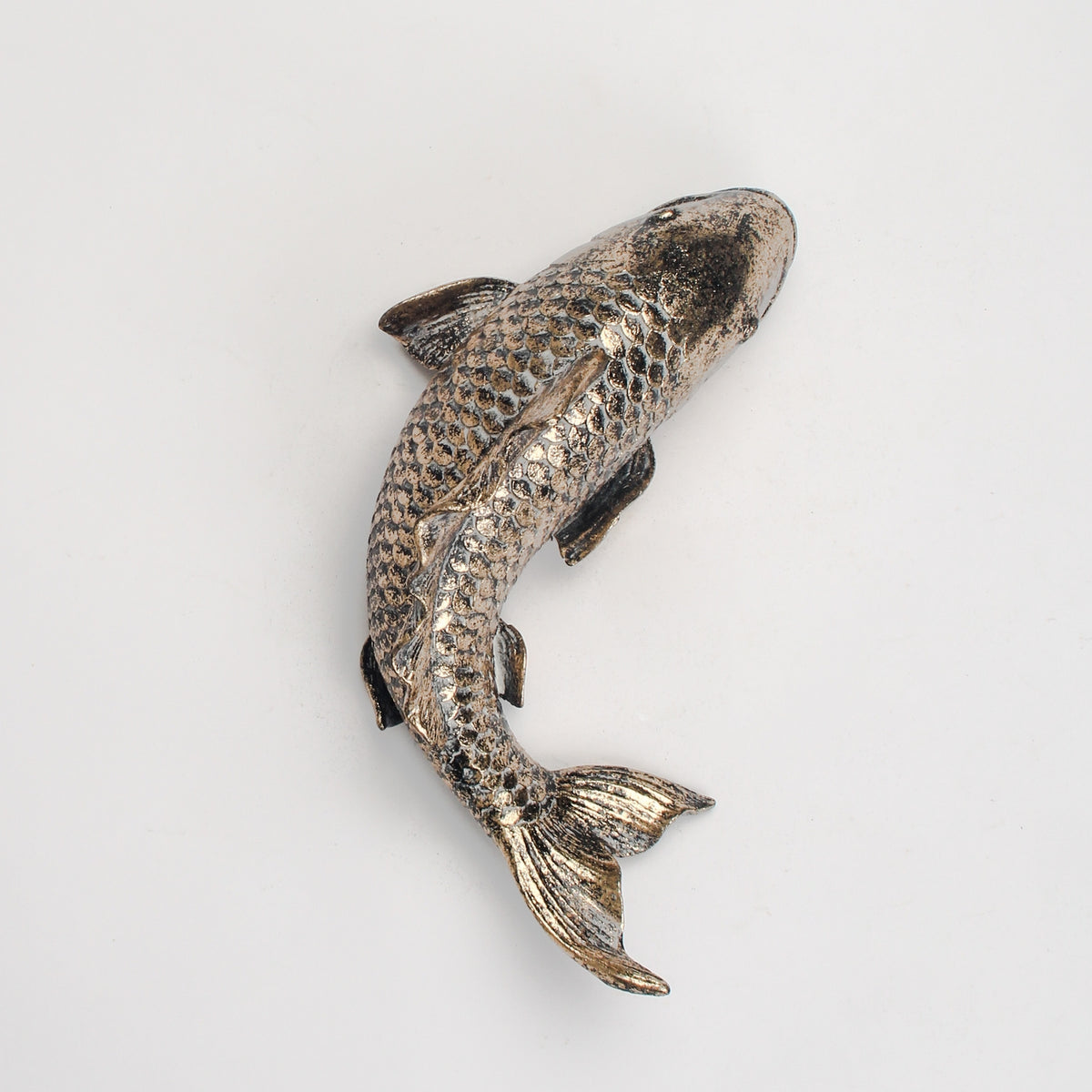Antique Bronze Koi Carp Fish Ornament Decorative Figure