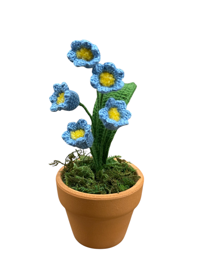 Terracotta Pot of Crochet Bell Flowers