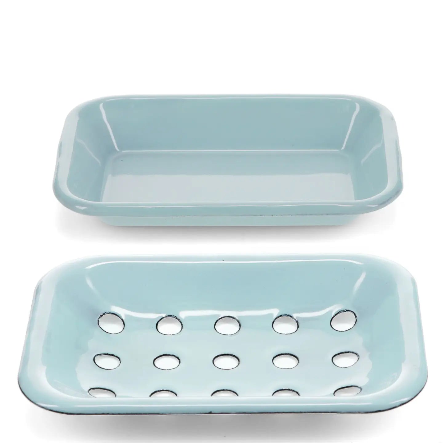 Two Part Enamel Soap Dish - Blue