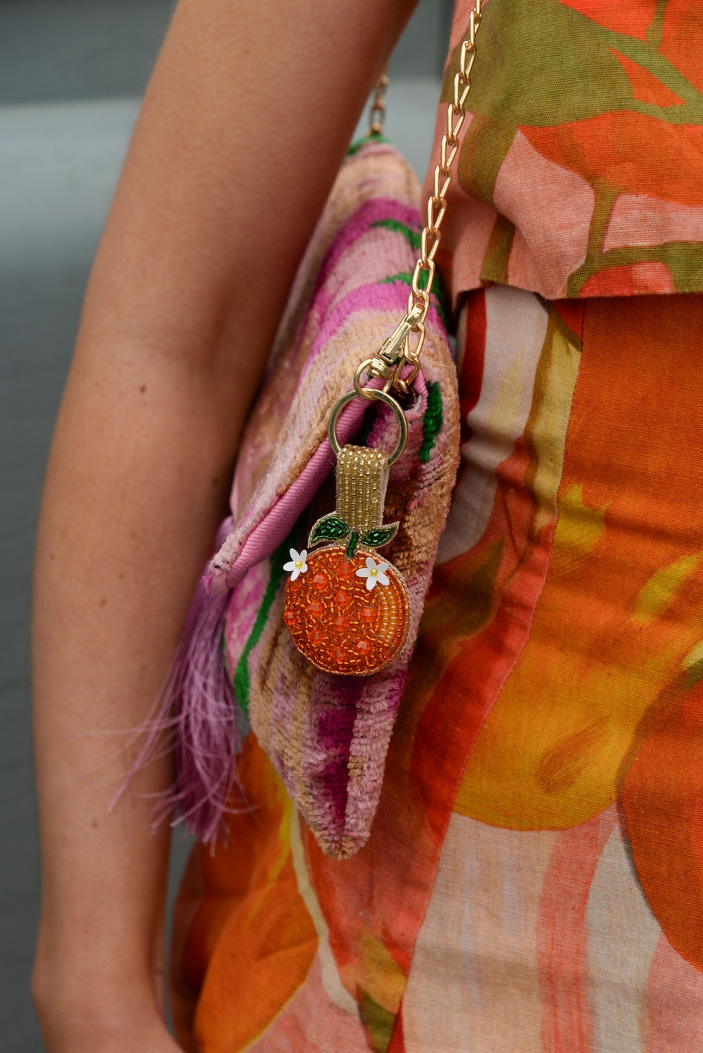 Orange Beaded Keyring