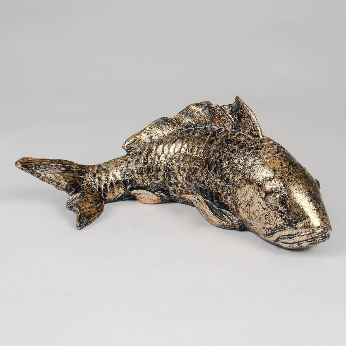 Antique Bronze Koi Carp Fish Ornament Decorative Figure