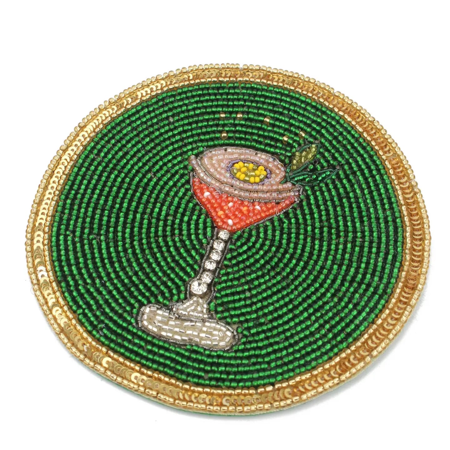 Winter Beaded Cocktail Motif Coasters