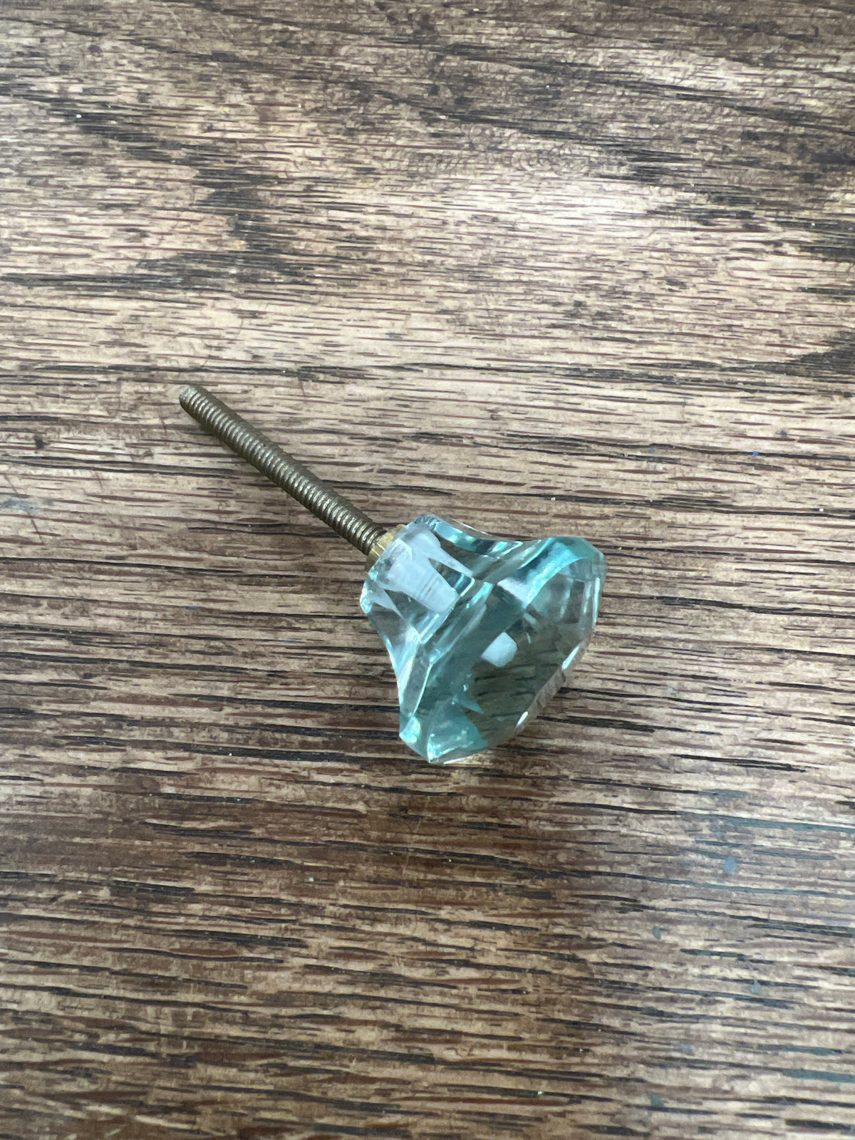 Glass Facet Crystal Drawer Knob - Duck egg