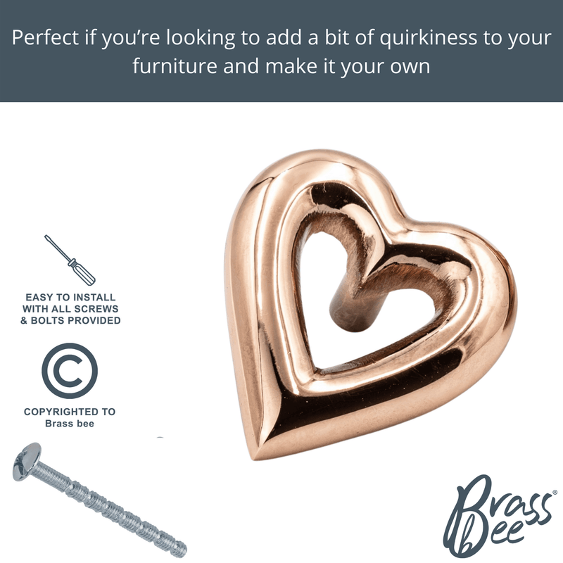 Heart Drawer Knob - Rose Gold Finish