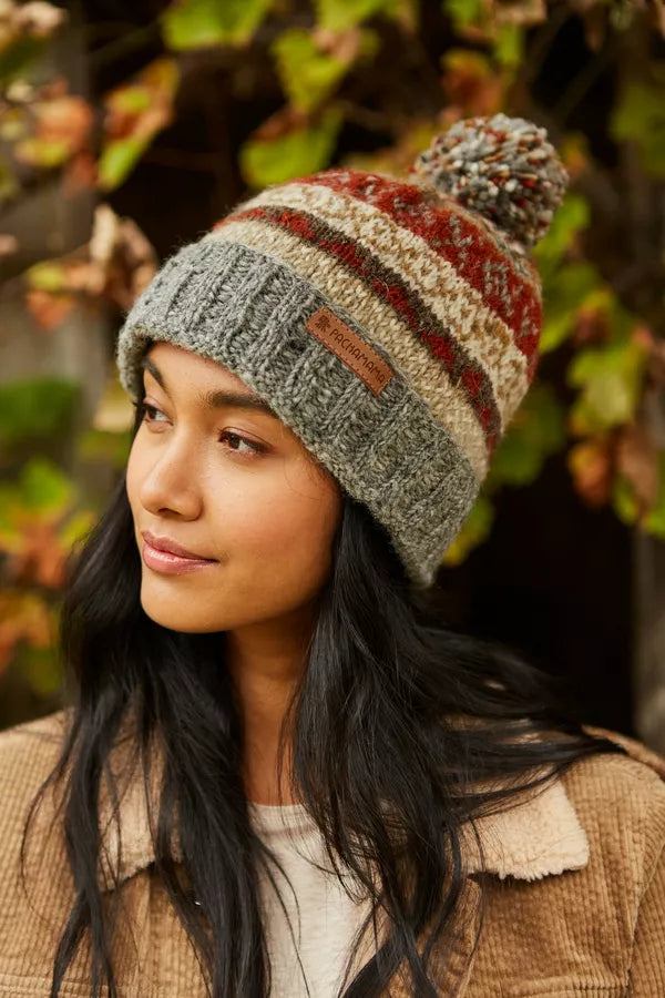Classic Fairisle Bobble Hat - Grey