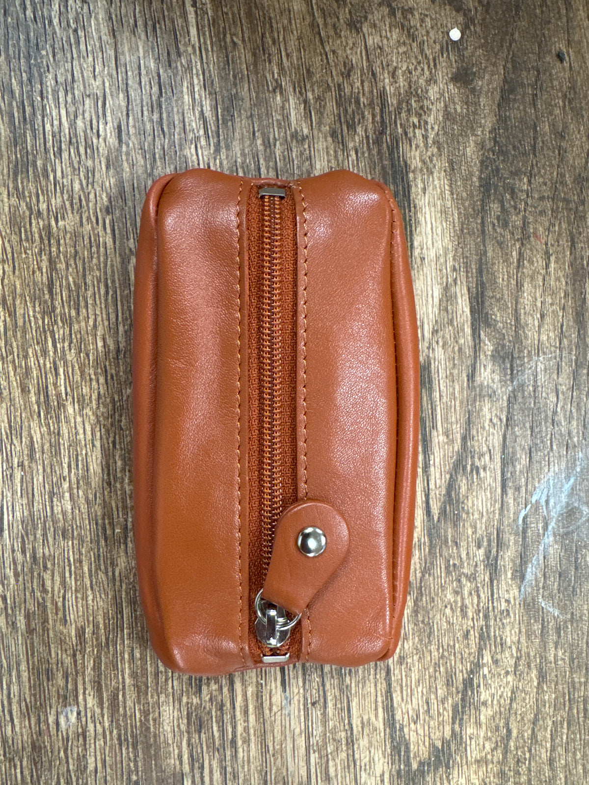 Small Leather Zipper Keyring Pouch