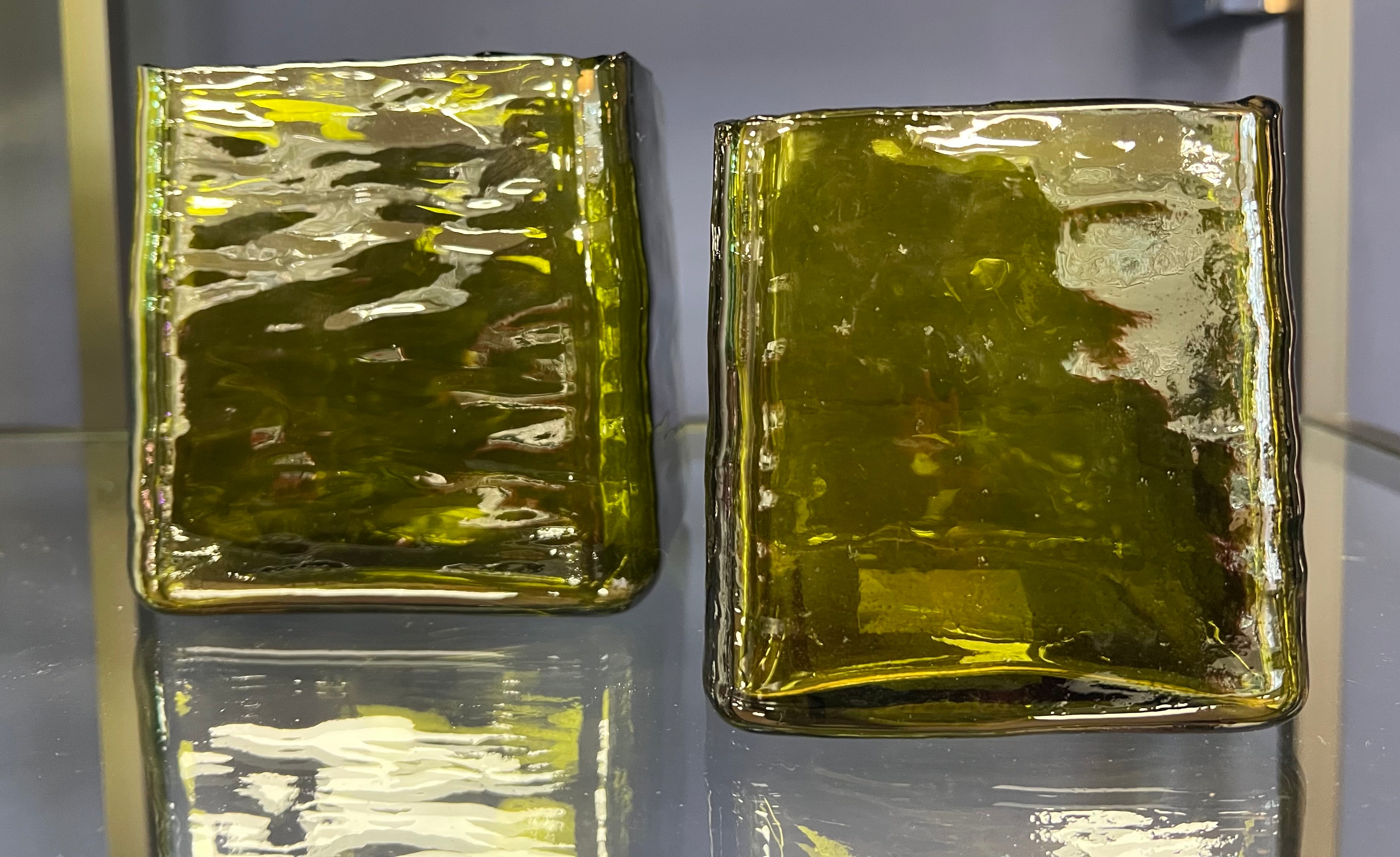 Olive Green Iduna Glass Tea Light Holder