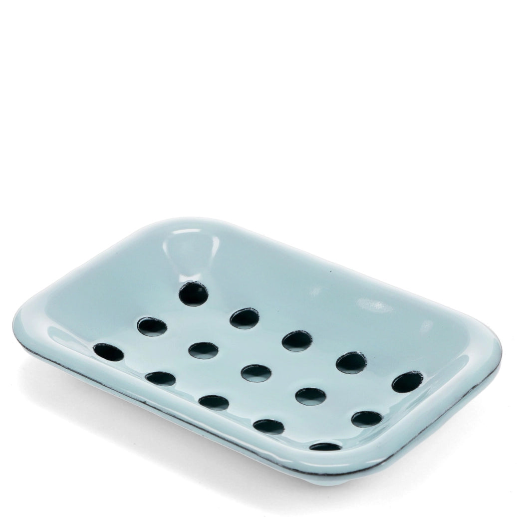 Two Part Enamel Soap Dish - Blue