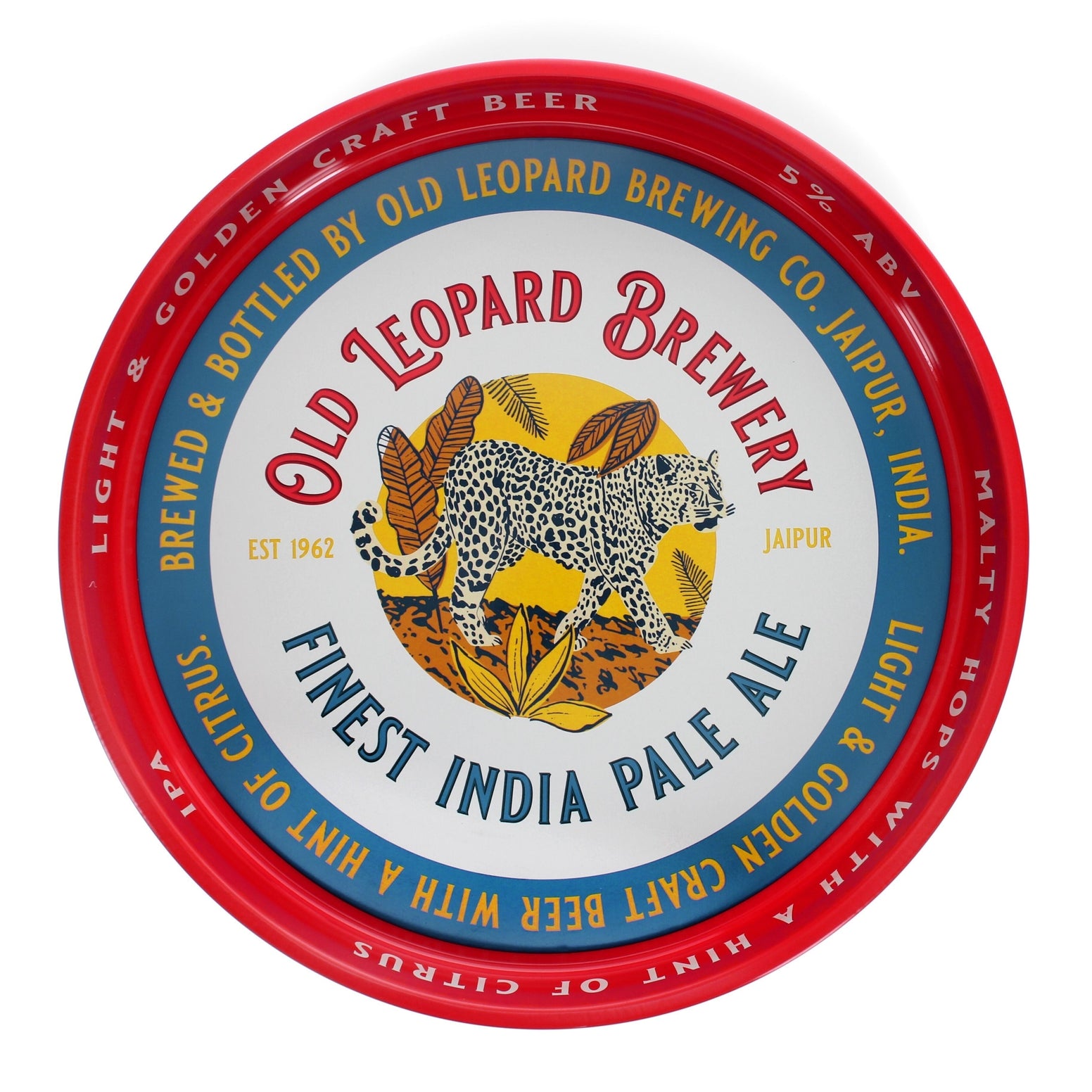 Round Metal Serving Tray - Old Leopard Brewery