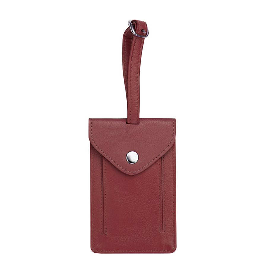 Leather Luggage Tag - Red