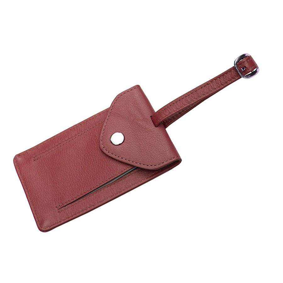 Leather Luggage Tag - Red