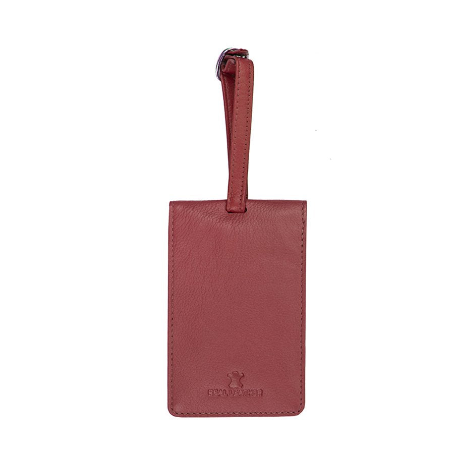 Leather Luggage Tag - Red