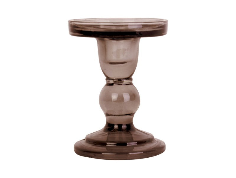 Glass Candle Holder - Chocolate Brown