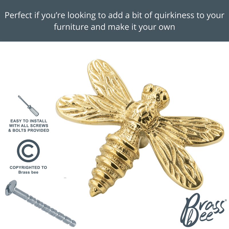 Dragonfly Drawer Knob - Brass Finish