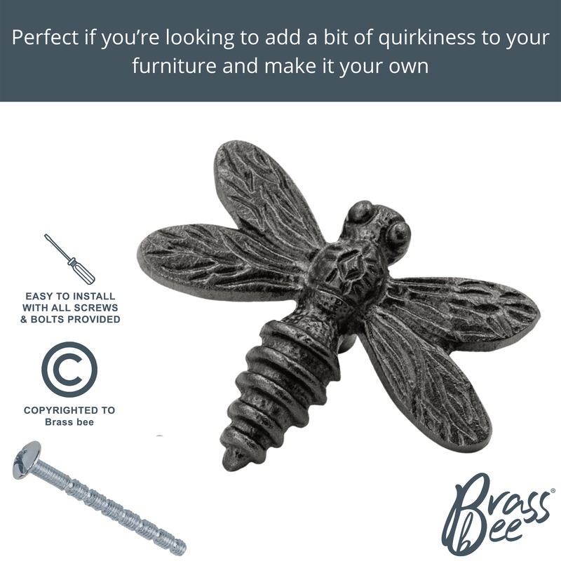 Dragonfly Drawer Knob - Black Finish