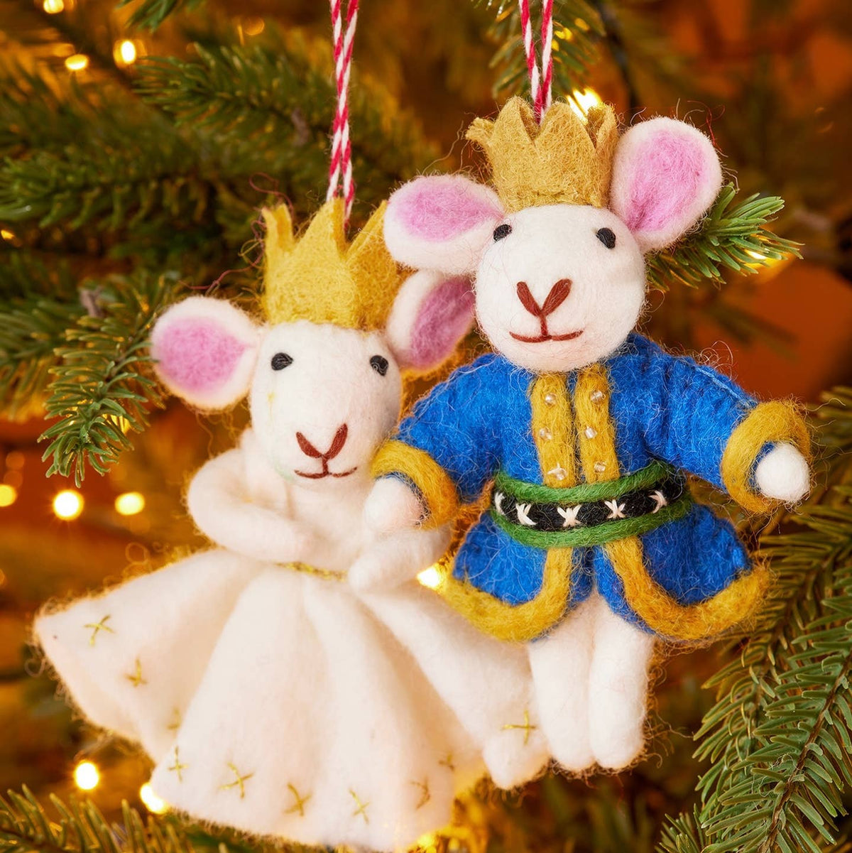 Felt King & Queen Mice Decorations