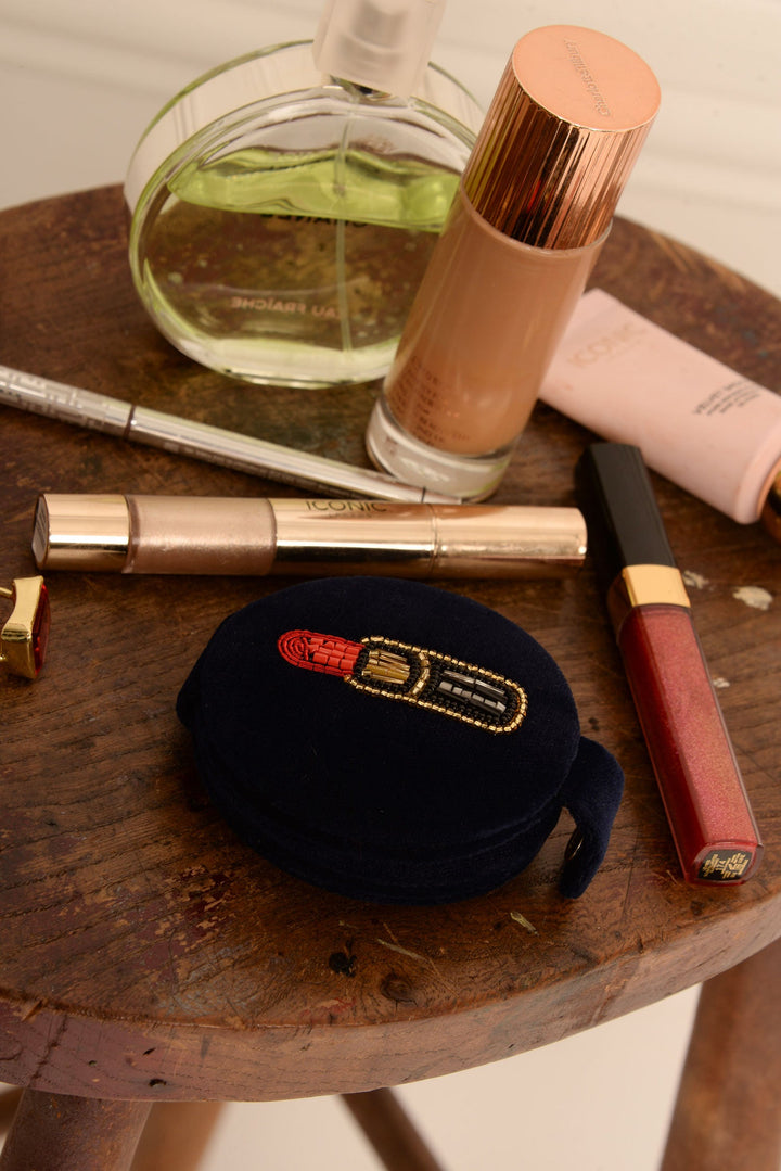 Lipstick Beaded Compact Mirror