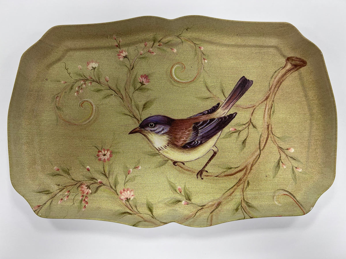 Vintage Bird Trinket Tray, Floral Bird Design