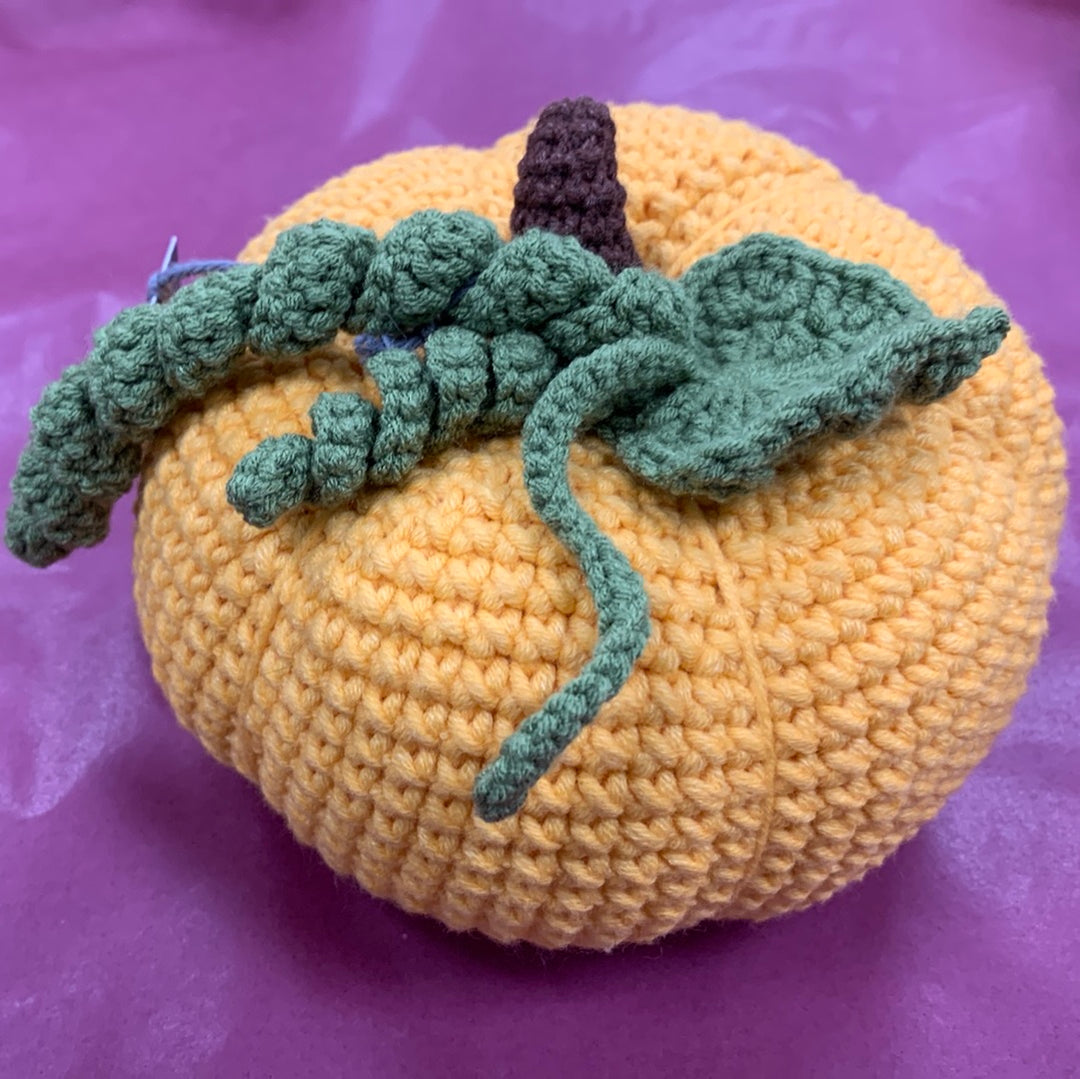 Yellow Pumpkin Crochet Ornament
