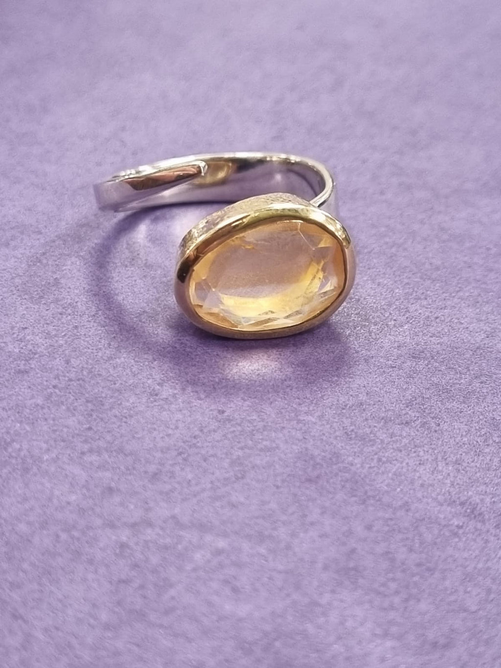 Maha Gold Plate & Sterling Silver Ring - Citrine