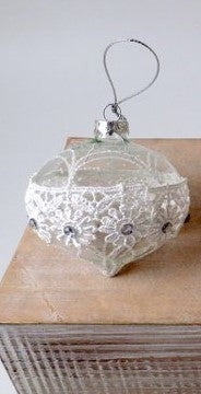 Glass Bauble With Lace Decoration