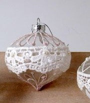 Glass Bauble With Lace Decoration