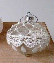 Glass Bauble With Lace Decoration