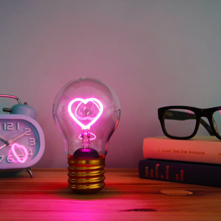 Cordless Rechargeable Pink Heart Lightbulb