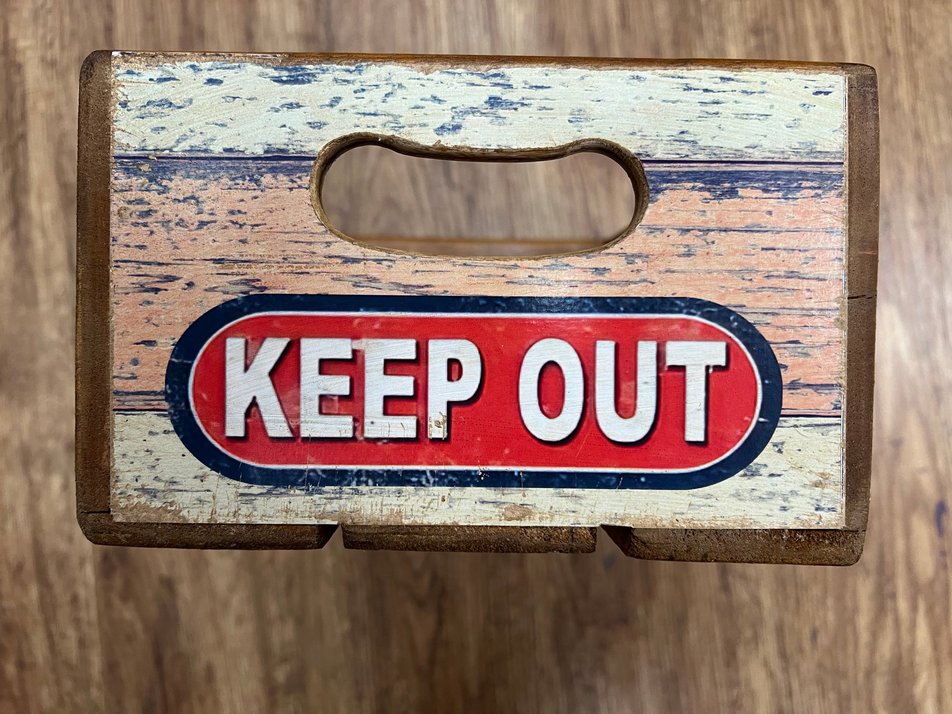 Vintage Style Wooden Storage Box - Dad's Shed Keep Out