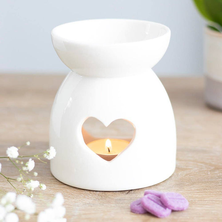 White Heart Cut Out Wax Warmer/Oil Burner