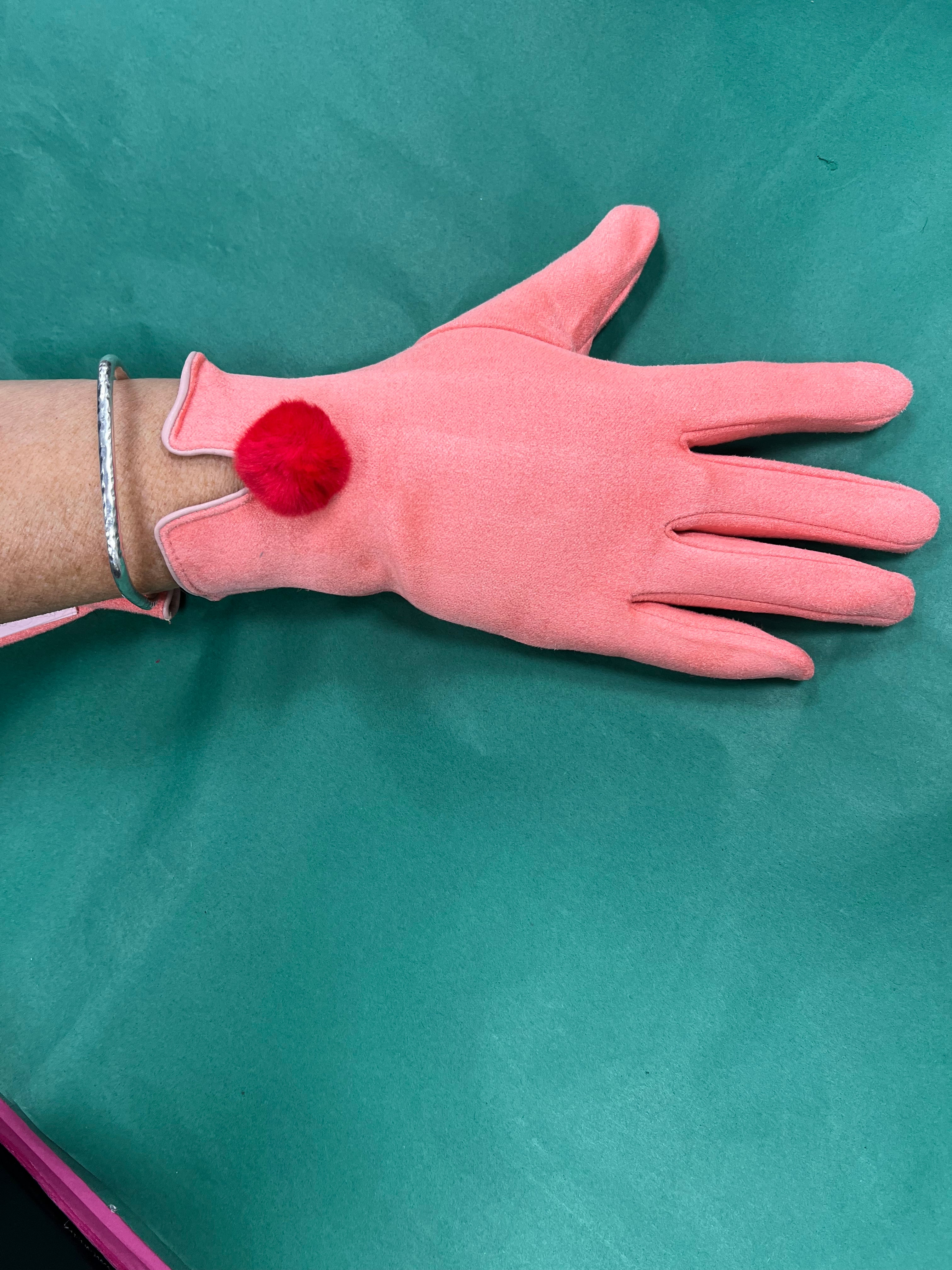 Ladies Gloves with Pom Pom Detail