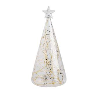LED Glass Fir Tree -Gold Stars