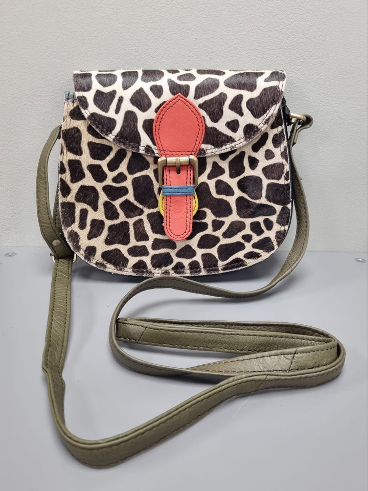 Ally Leather Cross Body Bag - Giraffe Print