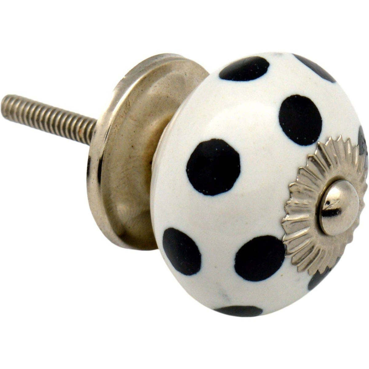Polka Dot Ceramic Drawer Pull -Black