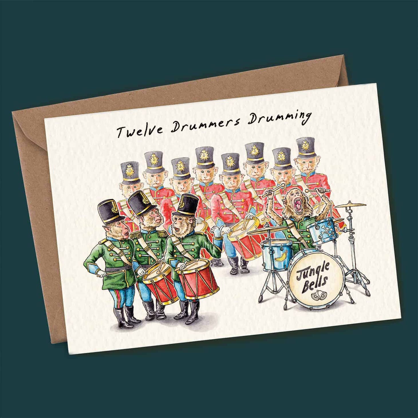Twelve Drummers Drumming Christmas Card