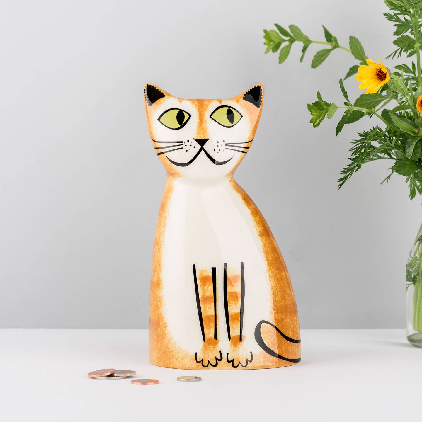Handmade Ceramic Ginger Tabby Cat Money Box