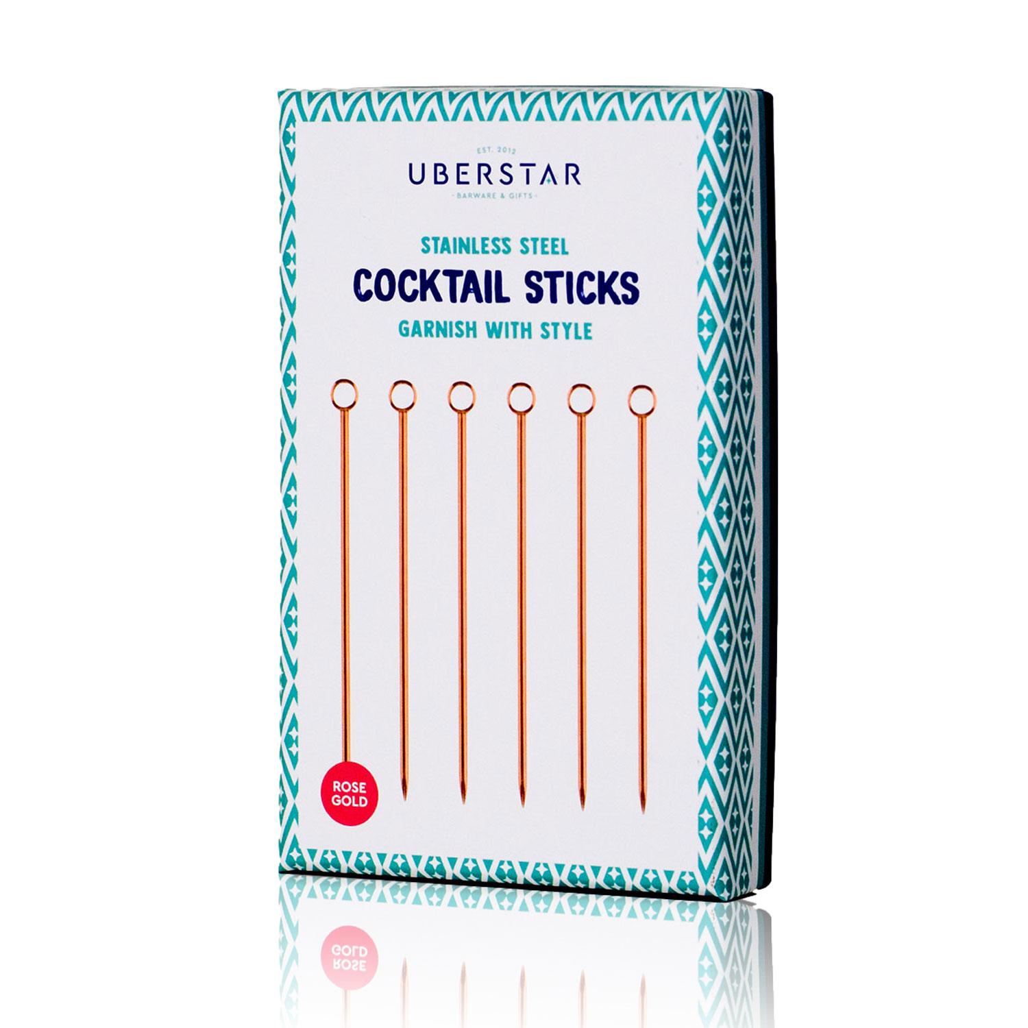 Stainless Steel Cocktail Sticks Set - Rose Gold
