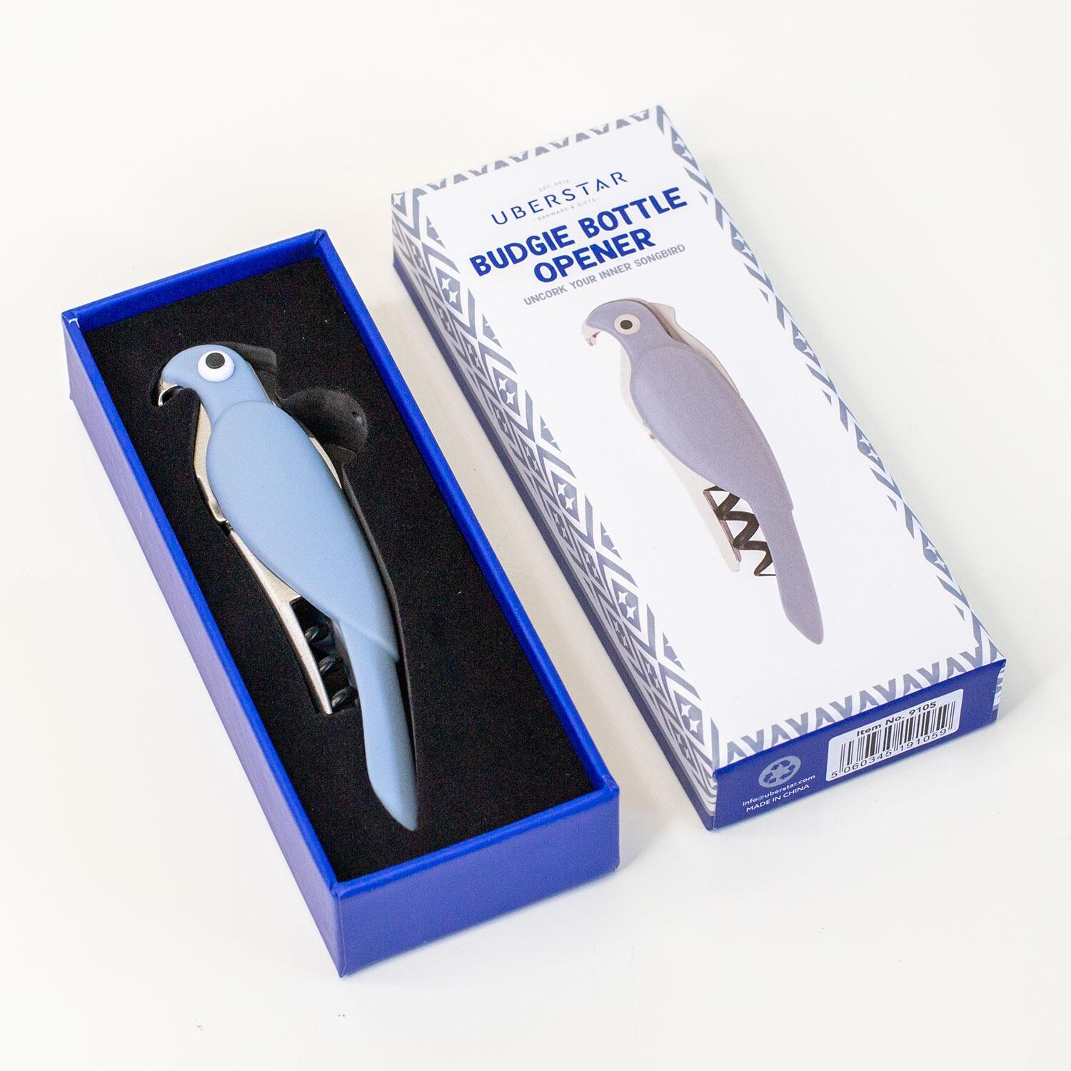 Waiter's Friend - Budgie Bottle Opener - Blue