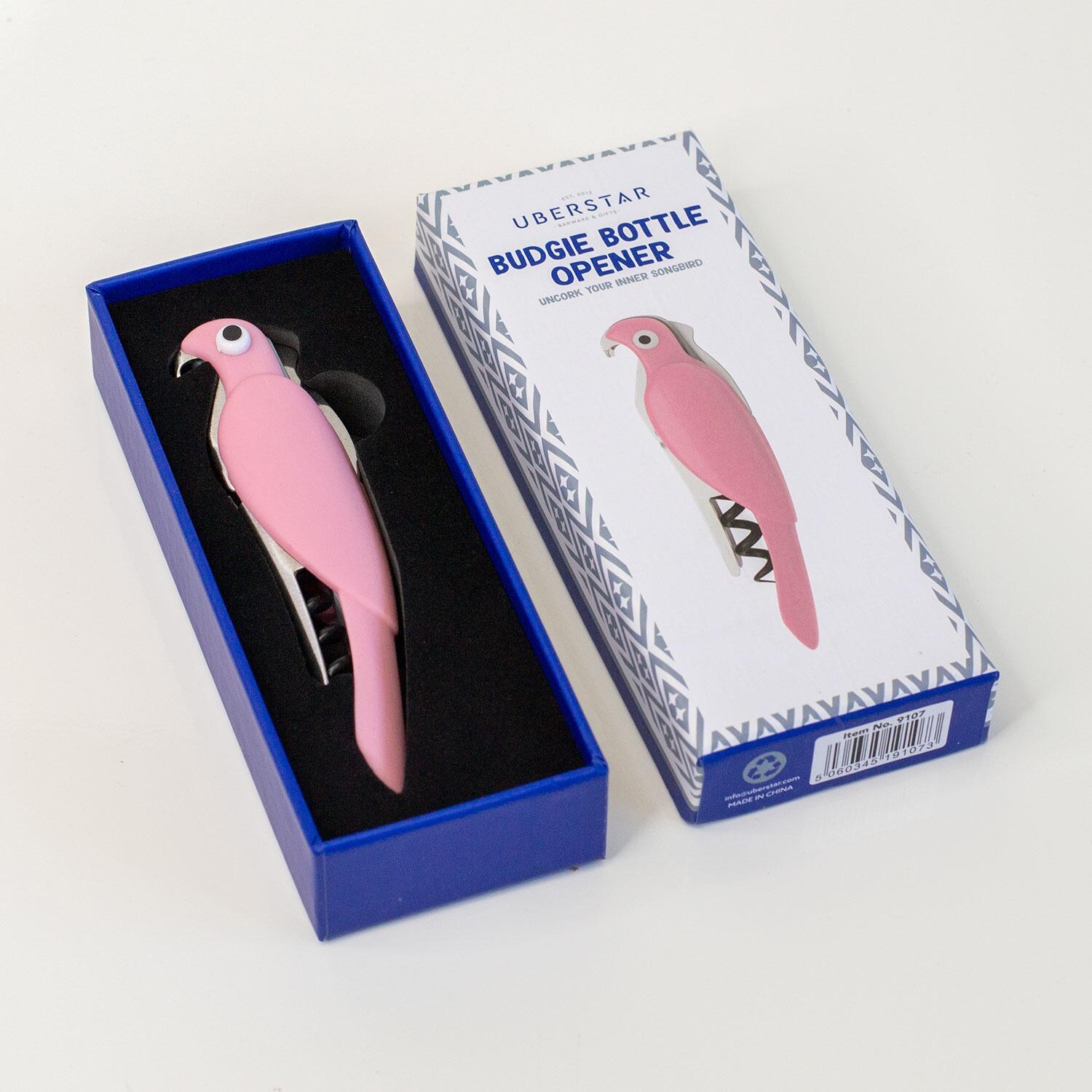 Waiter's Friend - Budgie Bottle Opener - Pink