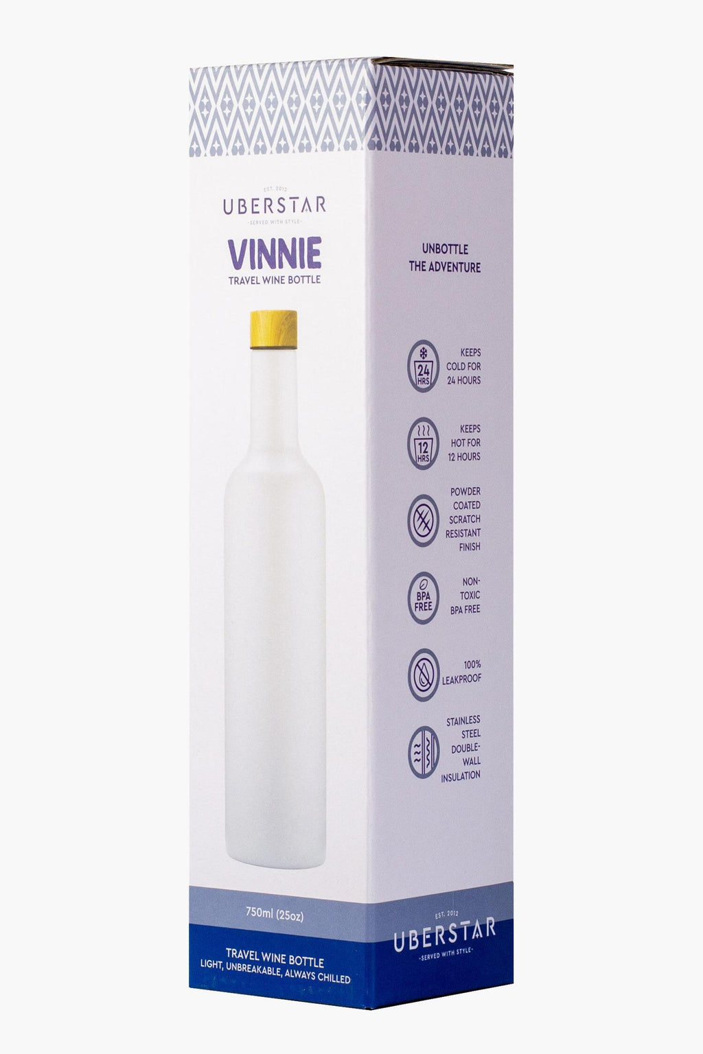 VINNIE Insulated Travel Wine Bottle - White