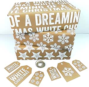 Giant XXL Eco Wrappig paper & Tags - White