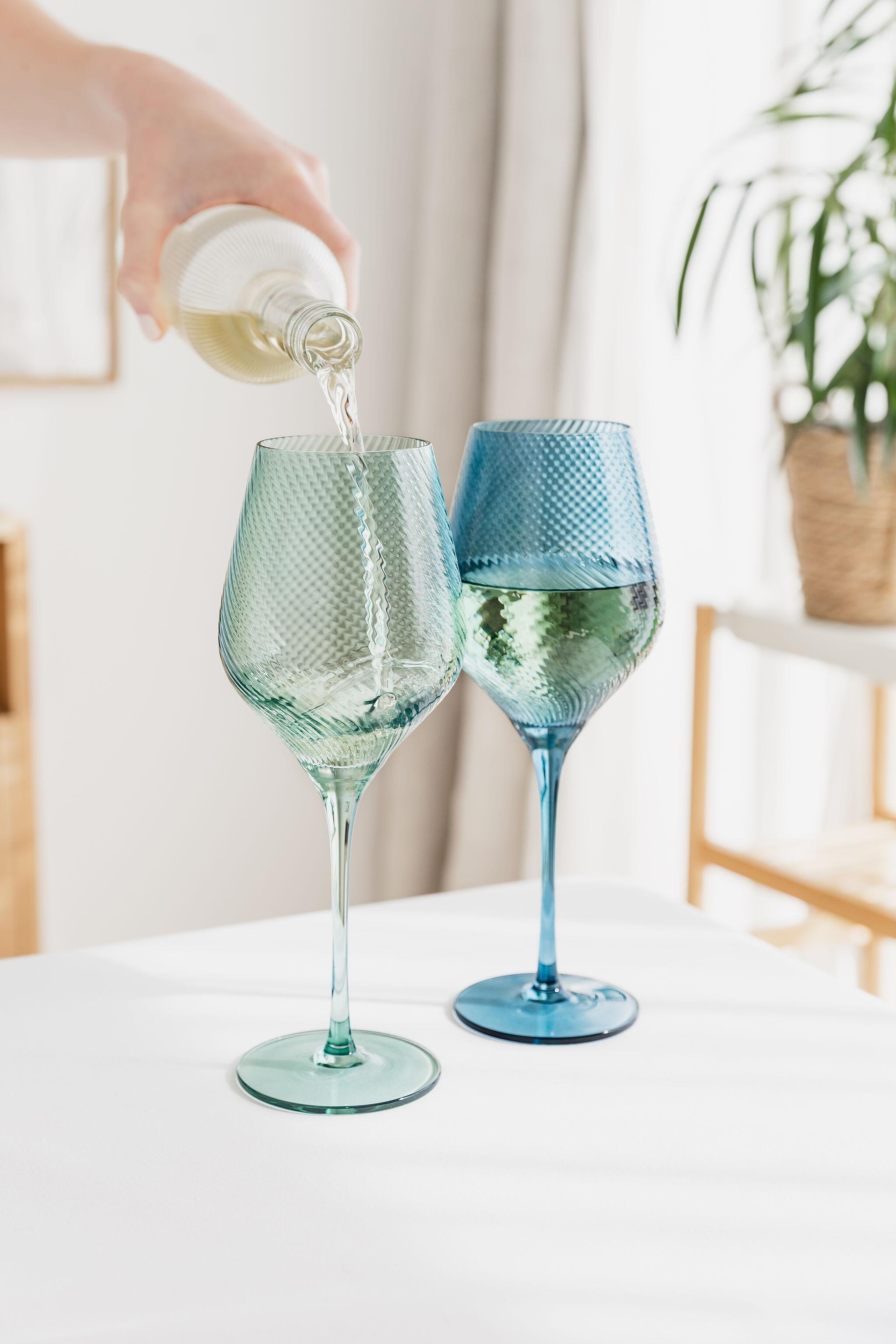 Twist Wine Glasses - Set of 2 Blue/Green