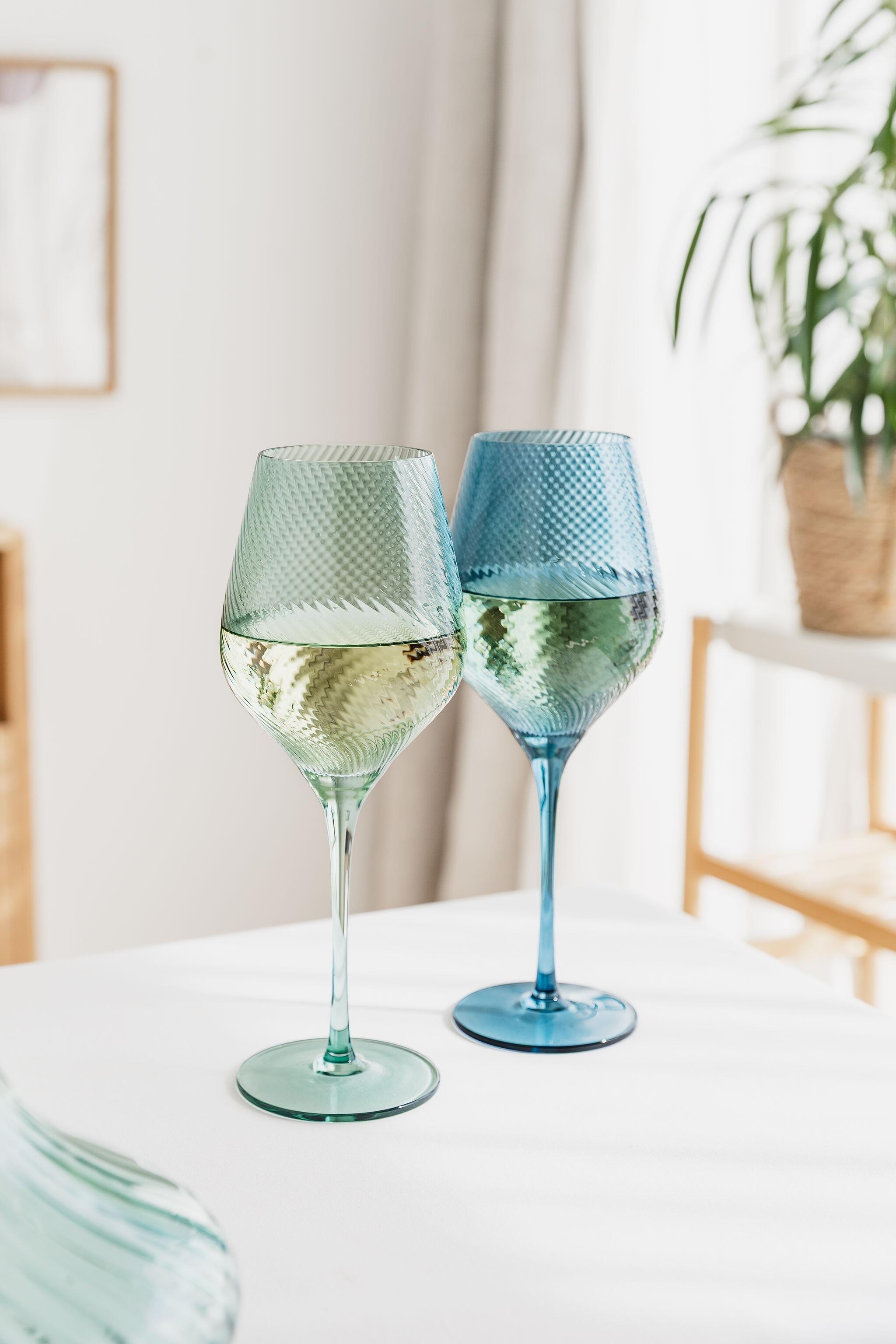 Twist Wine Glasses - Set of 2 Blue/Green