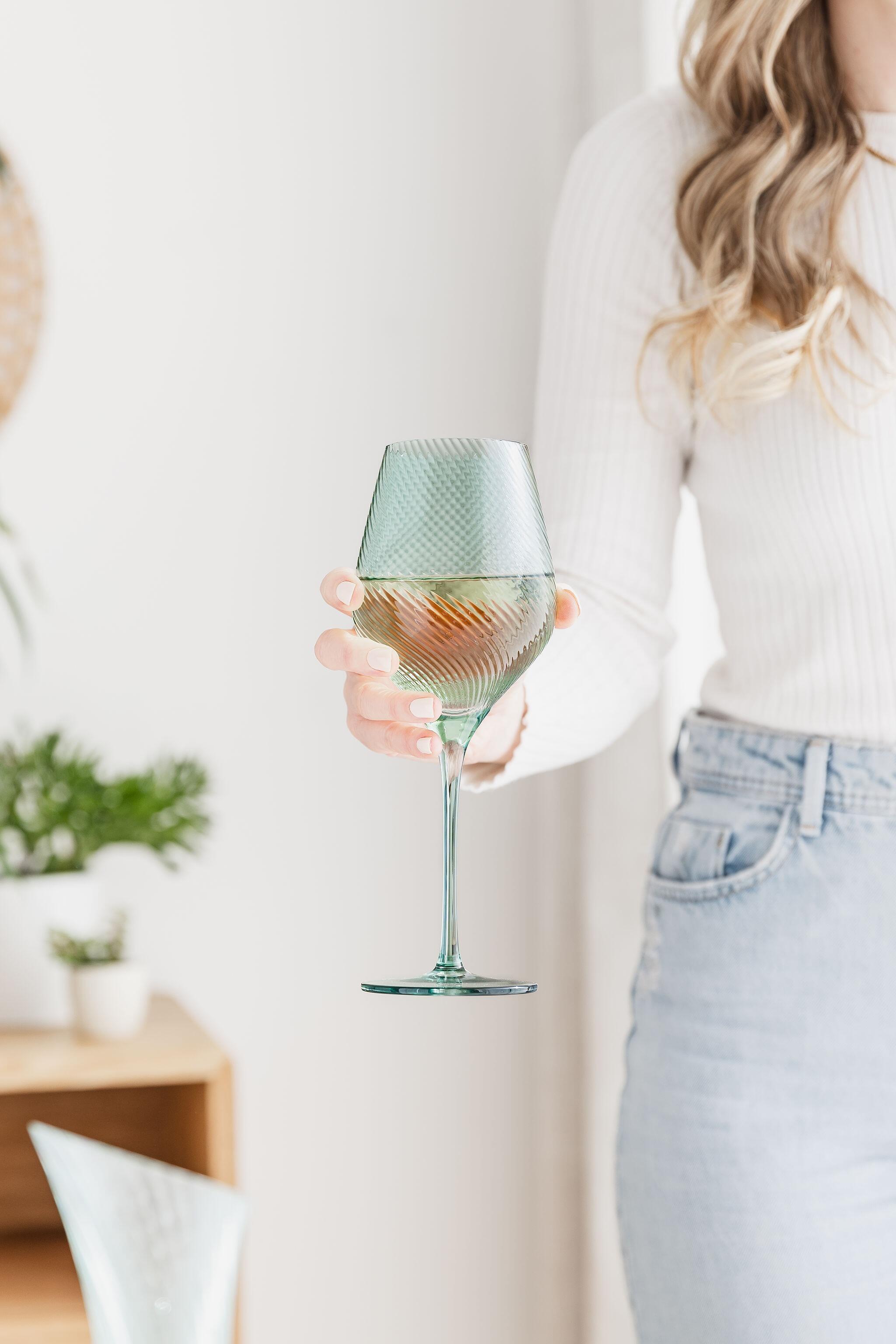 Twist Wine Glasses - Set of 2 Blue/Green