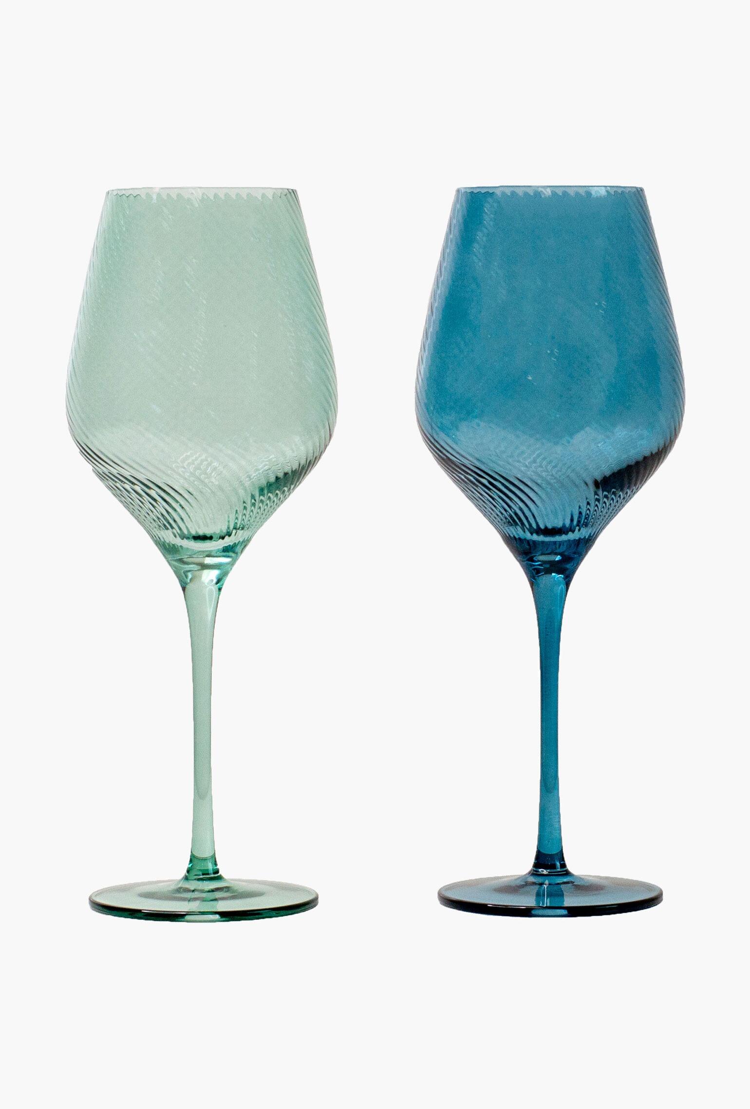 Twist Wine Glasses - Set of 2 Blue/Green