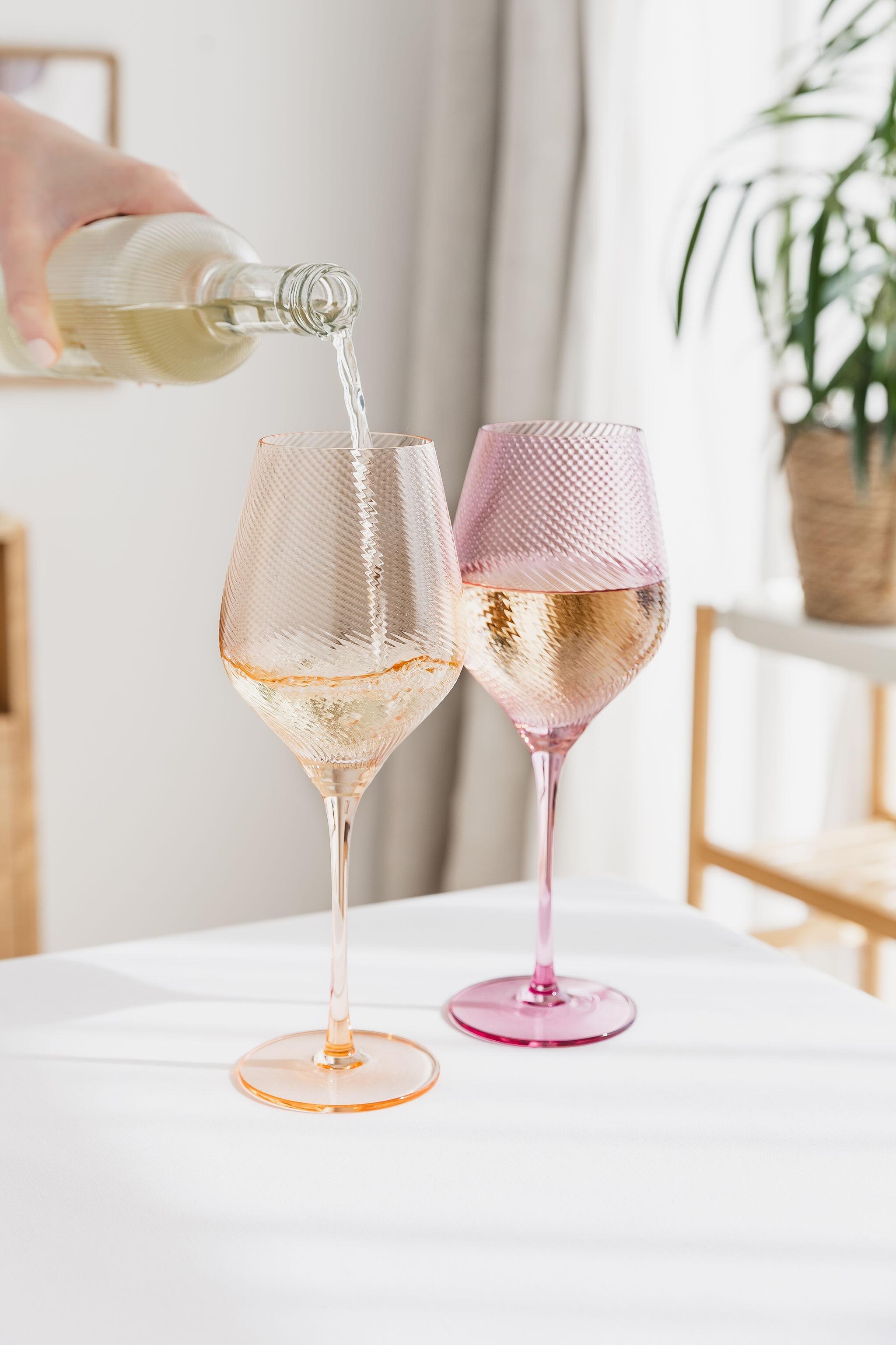 Twist Wine Glasses - Set of 2 Pink/Peach