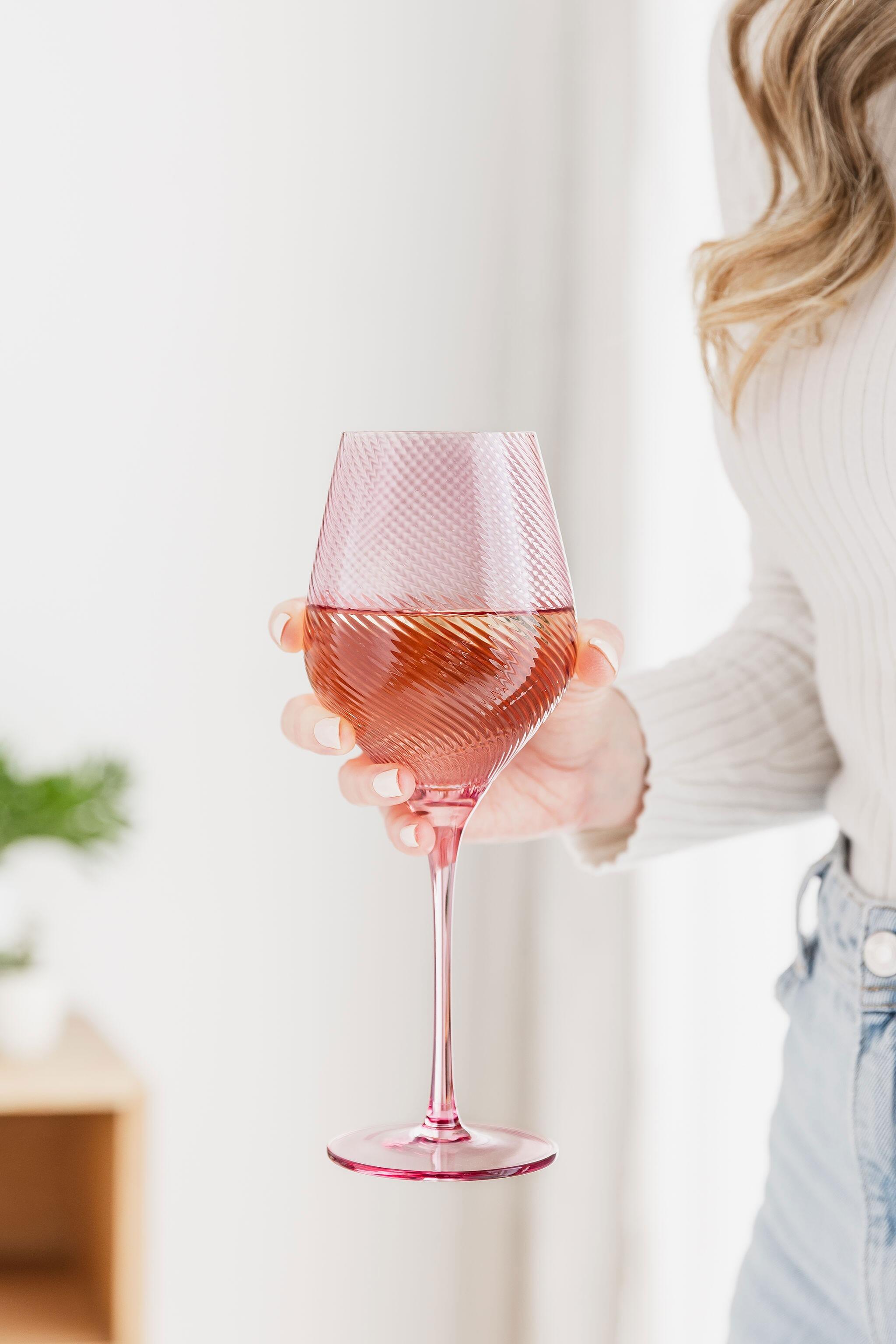 Twist Wine Glasses - Set of 2 Pink/Peach