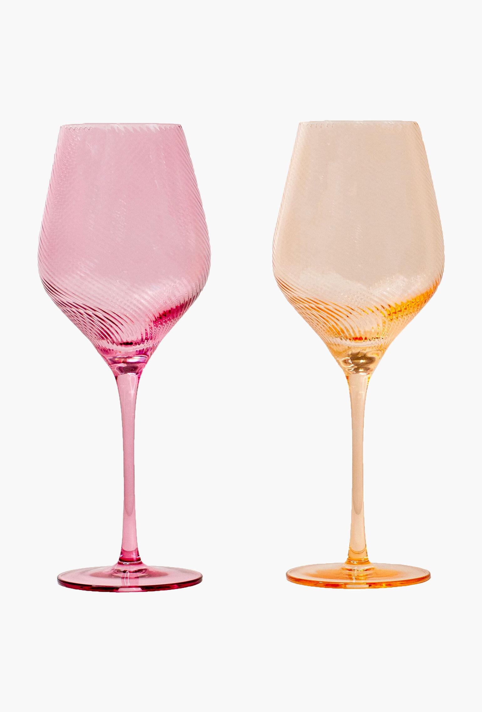 Twist Wine Glasses - Set of 2 Pink/Peach