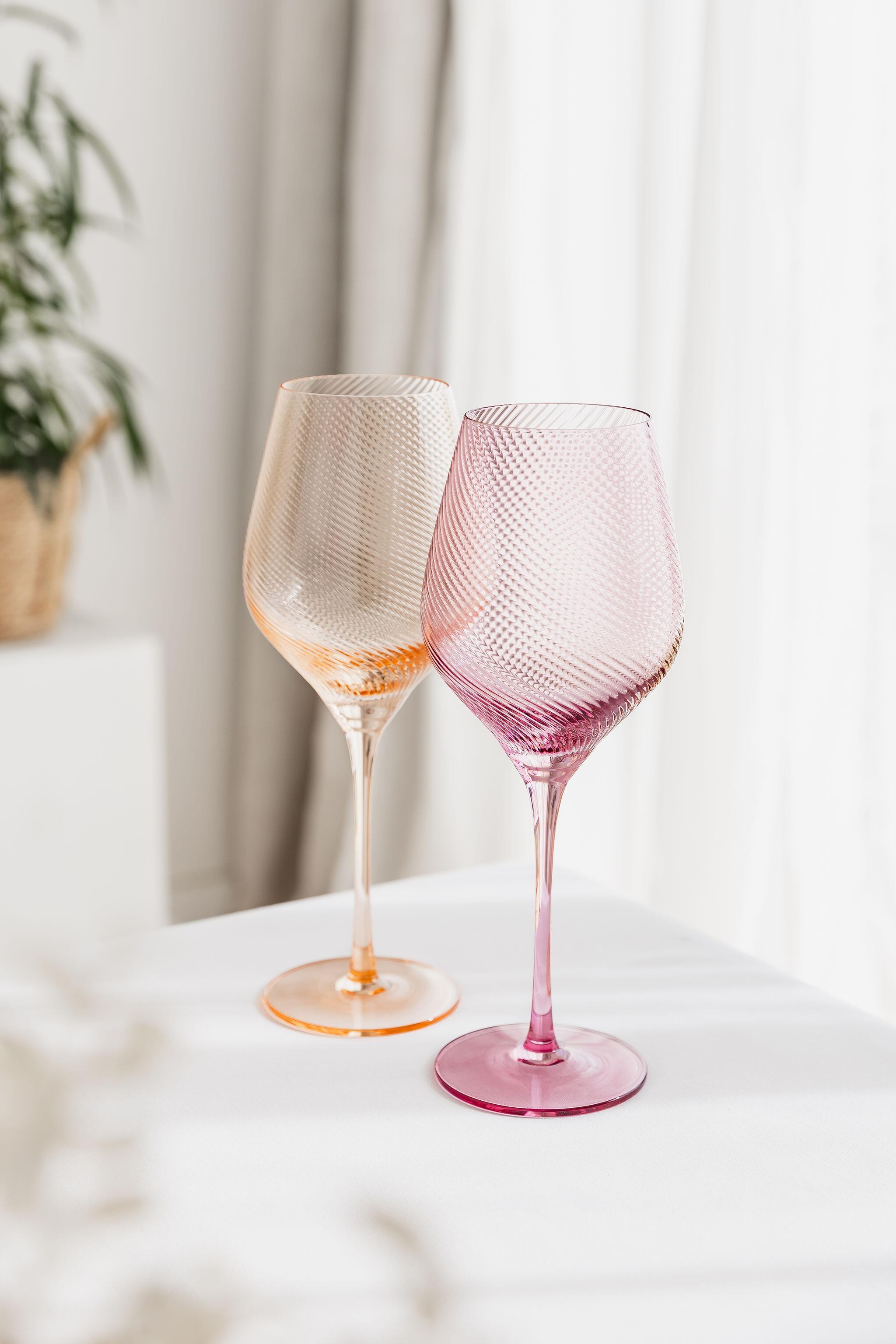 Twist Wine Glasses - Set of 2 Pink/Peach