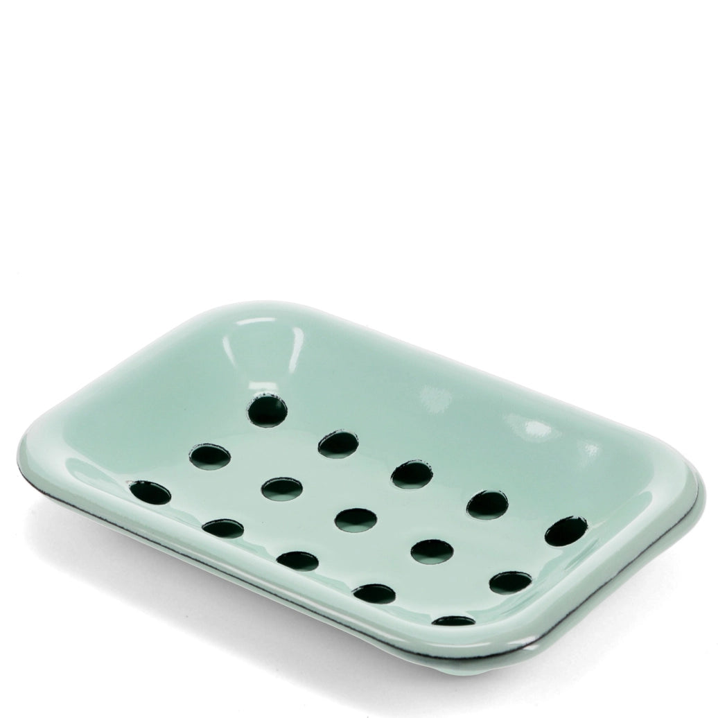 Two Part Enamel Soap Dish - Green